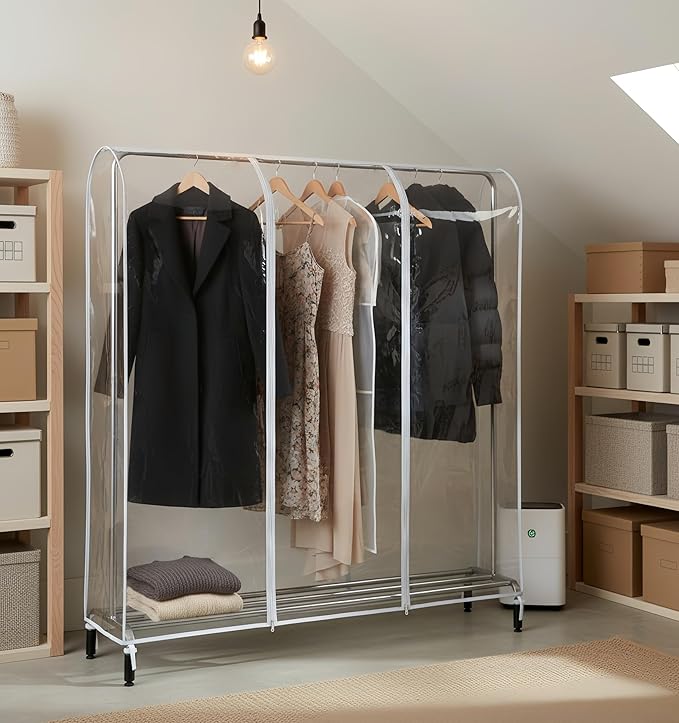 Garment Rack Cover,6Ft Transparent PEVA Clothing Rack COVER ONLY, Clear Clothes dustproof Waterproof Cover