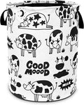Cute Cow Laundry Basket Black White Cows Foldable Oxford Cloth Funny Tote Bag Laundry Hamper Clothes Storage Bucket Toy Organizer For Bathroom/Laundry Storage/Bedroom 18.9x16.5 Inch