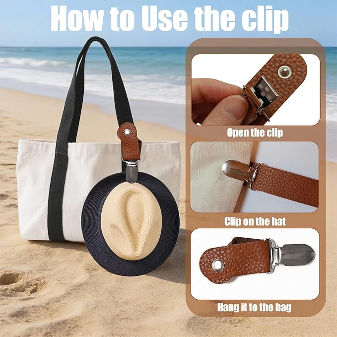 Hat Clips for Travel on Bag, Portable Hat Holder Travel Essentials Cruise Essentials, Beach Vacation Accessory
