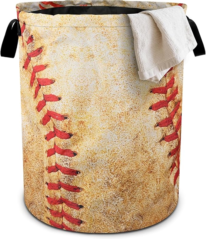 Baseball Texture Laundry Basket Laundry Hamper With Handles Collapsible Laundry Baskets Storage Basket For Room Bathroom Bedroom Decor