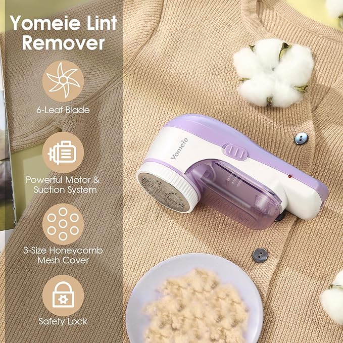 Fabric Shaver, Rechargeable Sweater Shaver, Lint Shaver with 6-Leaf Blades, Electric Lint Remover for Clothes & Furniture, Couch Pilling Remover Depiller for Removing Fuzz, Lint, Pills, Bobbles