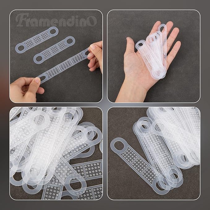 Framendino, 200 Pack Non Slip Hanger Grips Clear Rubber Adhesive Strip for Clothes Hanging Accessories
