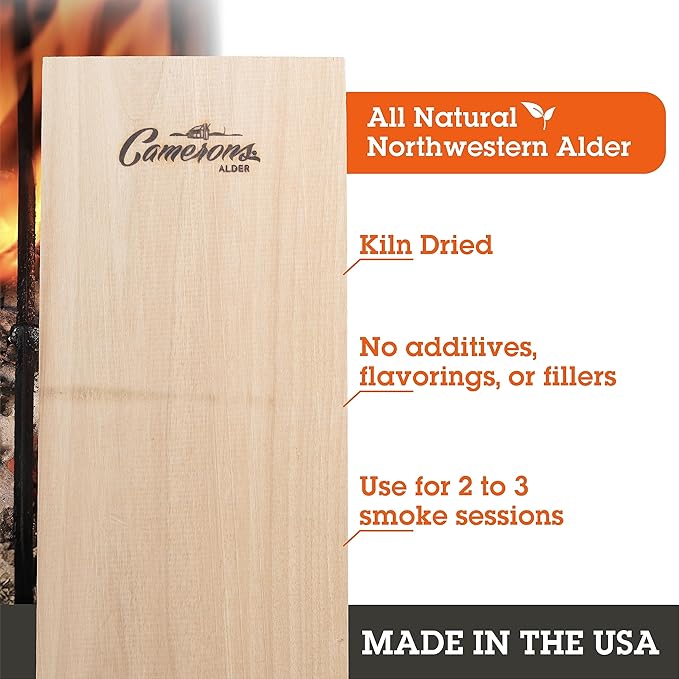 Camerons Cedar & Alder Grilling Planks - 8 Pack (5.5x11.5") - Premium Natural Wood - Easily Infuse Smoky Flavor into BBQ Salmon, Fish, Pork, Veggies, and More - Sourced in the USA - Grilling Gift Idea