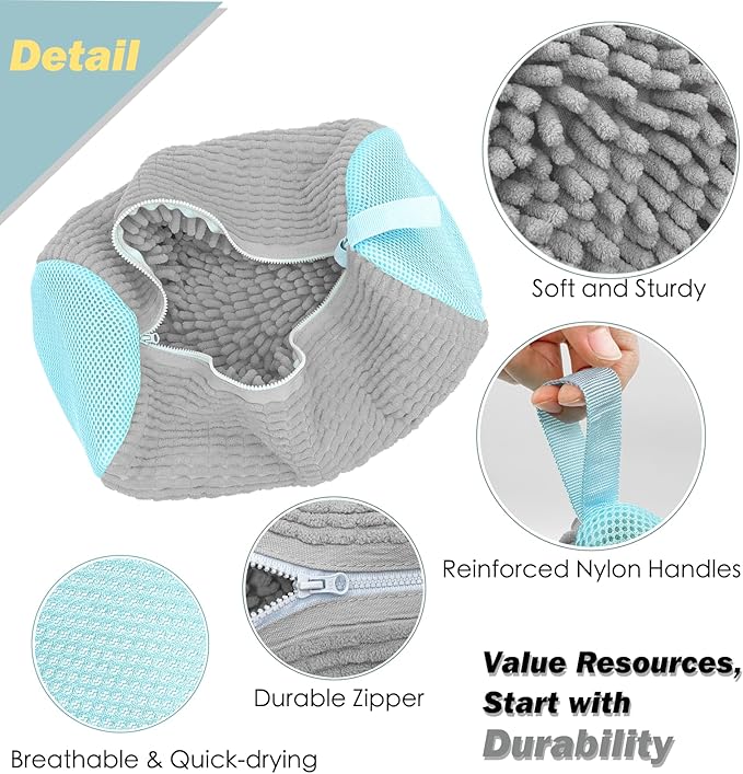 Shoe Washing Machine Bag,Laundry Shoe Bag for Washer and Dryer,Reusable Shoe Cleaning Bag for Sneakers,Tennis Shoes,With Self-locking Zipper, Microfiber Inside,Include Shoes Storage Bag (Grey(2PC))