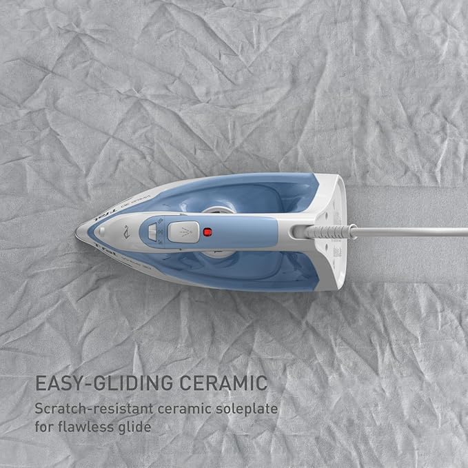 T-Fal Virtuo Steam Iron for Clothes Garment Steamer, Burst of Steam & Spray, Portable Iron and Steamer for Clothes, Ceramic Nonstick Soleplate, 1400 Watts, Anti-Drip, Auto-Off, Easy Ironing, Blue