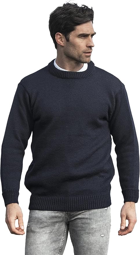 Aran Crafts Plain Crew Neck Sweater (100% Wool)