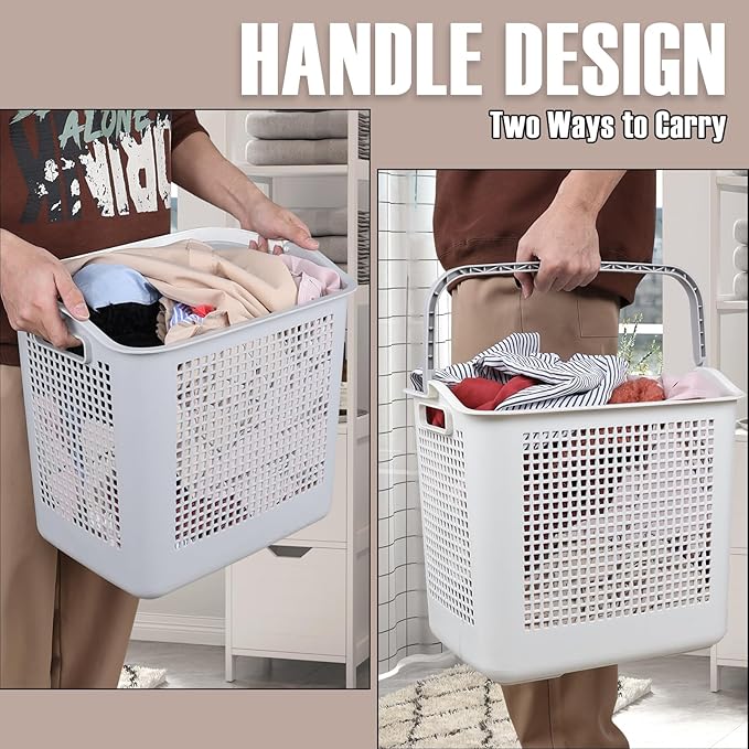 35l Clothes Basket Set of 4, Clothes Hampers for Laundry with Carry Handle