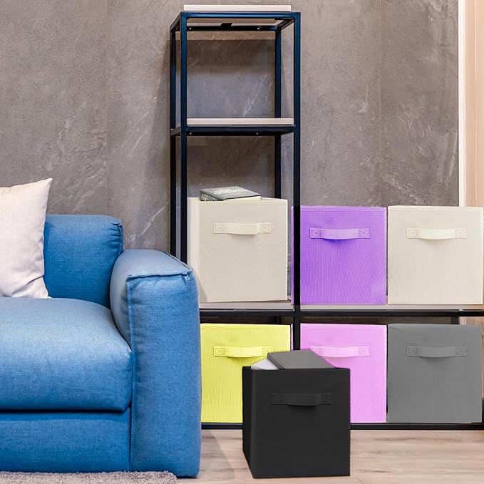 3 Pcs Storage Cubes, 10.5 Inch Collapsible Storage Bins, Fabric Foldable Bins for Organization, Durable Storage Bins for Closet, Shelves, Offices (Beige)