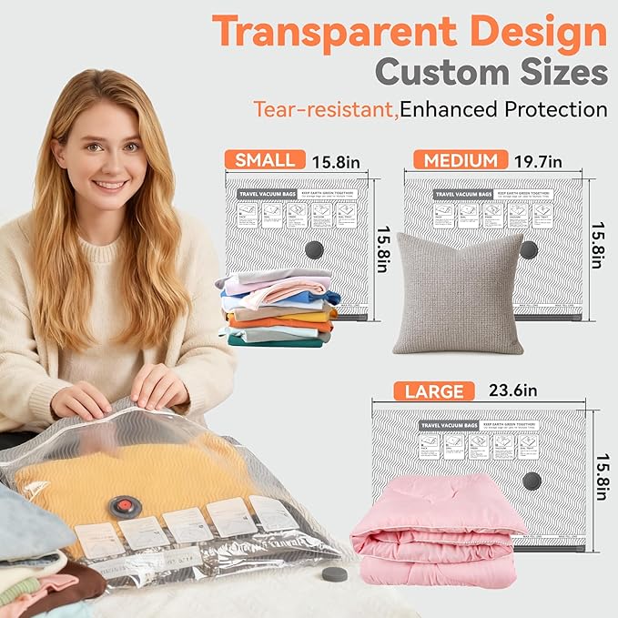 Travel Vacuum Storage Bags with USB and TYPE C Pump, 9 Pack Carry-On Size Compression Packing Bags for Luggage and Suitcase, Space Saver for Clothes and Clothing Travel（Grey）