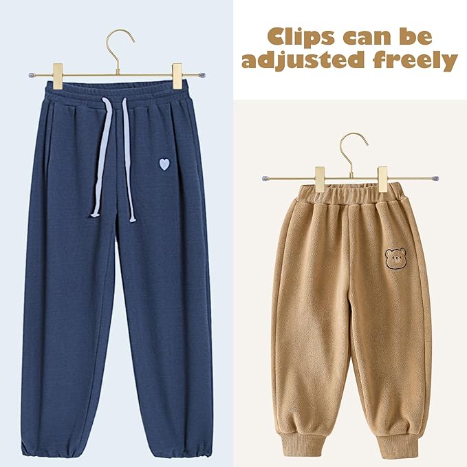 16-Pack Gold Pants Hanger, Adjustable Women's Skirt Hanger, Jeans Hanger Pants Hanger, Heavy Duty Space Saving Shorts Hanger ，uitable for Jeans, Shorts, Underwear, Sports Bras