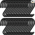 3 Inch S Hooks for Hanging, Vinyl Coated Heavy Duty, 30 Pack Non Slip Small Rubber Coated Steel Metal Black Closet Hooks for Jeans, Plants, Jewelry, Pot, Pan, Cups, Towels