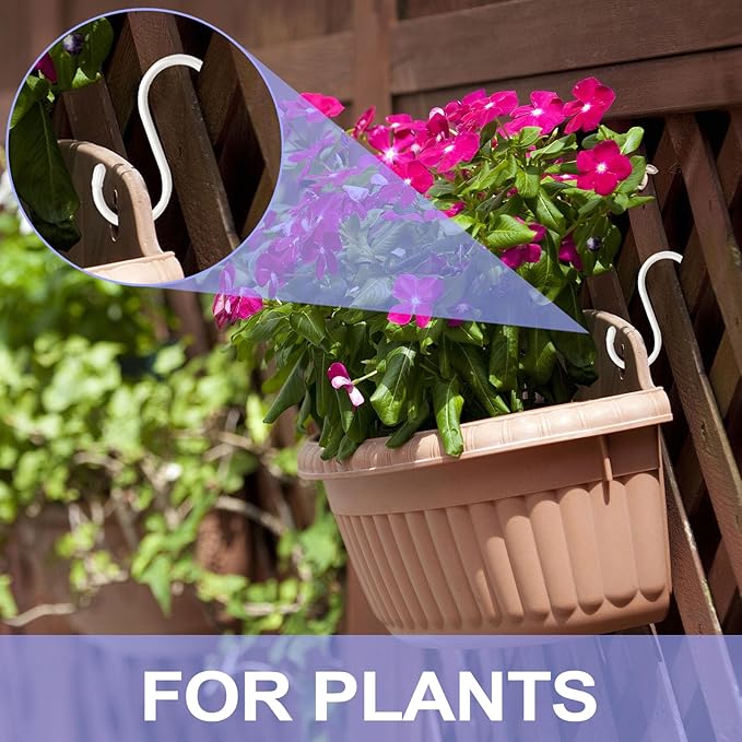 5 Inch Closet S Hooks, S Hooks for Hanging Jeans, 6 Pack White Vinyl Coated S Hook Sturdy Non Slip Kitchen and Heavy Duty S Hook for Hanging Large Object, Plants, Garden Tools,Pot