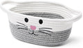Small Woven Baskets for Organizing Rope with Handle Cute Cotton Basket for Nursery Gift Dog Cat Toy Storage Basket for Toy Organizer-Gray