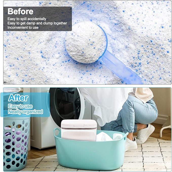 5.5L Laundry Detergent Dispenser with One-Press Lid Pod Holder Laundry Powder Container for Laundrys Room Organization Laundrys Bead Powder