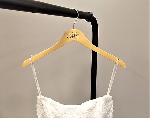 NAHANCO MRSMRS20017 Same Sex, Gay Pride Hanger Set, Natural Wood Hangers with Black Imprint (Mrs. and Mrs.), 17” (2-piece Set)