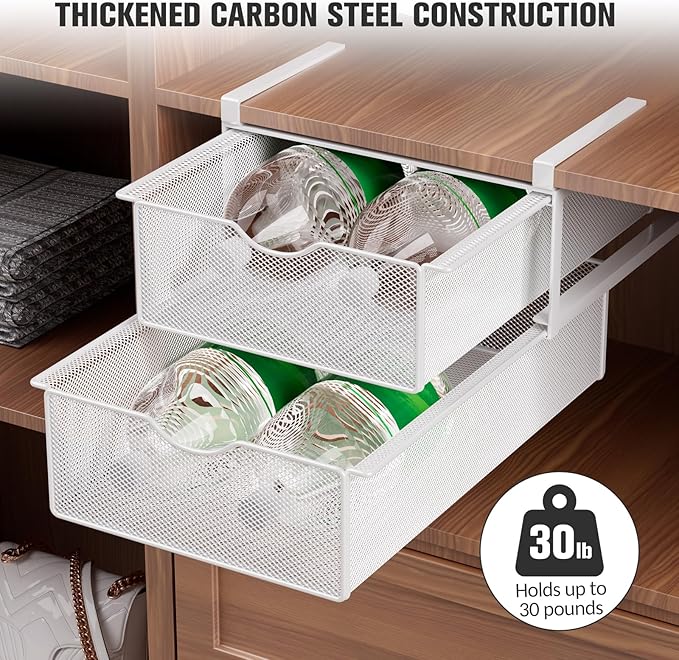 Drawer Organizers and Hanging Shelves, Double-layer Multifunctional Mesh Storage Basket for Underwear, Socks, Bras, Panties Space-Saving Pull-Out Organizer for Closet, Wardrobe, Bedroom