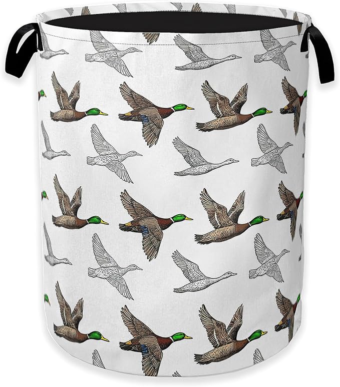 Collapsible Laundry Basket,Mallard Duck Dirty Clothes Hamper,Farmhouse Hampers for Bedroom Waterproof Oxford Cloth Storage Organizer for Bathroom,Nursery,Dorm,16x20 Inch