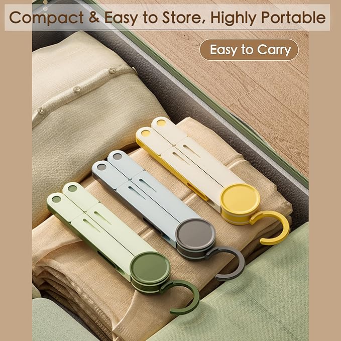 Portable Travel Hangers Foldable - 2-Pack Anti-Skid Folding Clothes Hangers for Luggage, Lightweight Space Saving Drying Rack for Travel, Cruise, Camping, Hotel & Baby Clothes