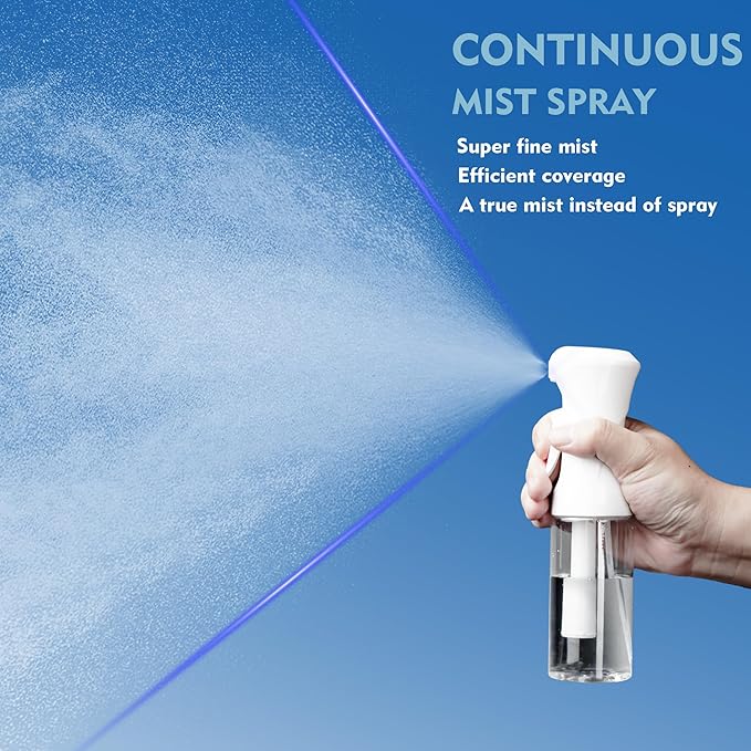 Continuous Spray Bottle for Hair, 2Pack White 6.8oz Mister Spray Bottle, Hair Spray Bottles for Hairstyling, Cleaning, Plants, Pets, Salons & More