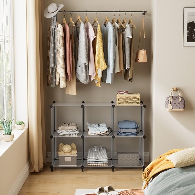 HOMIDEC 9 Cube Storage Organizer, Cubes Shelves for Living Room, Grey