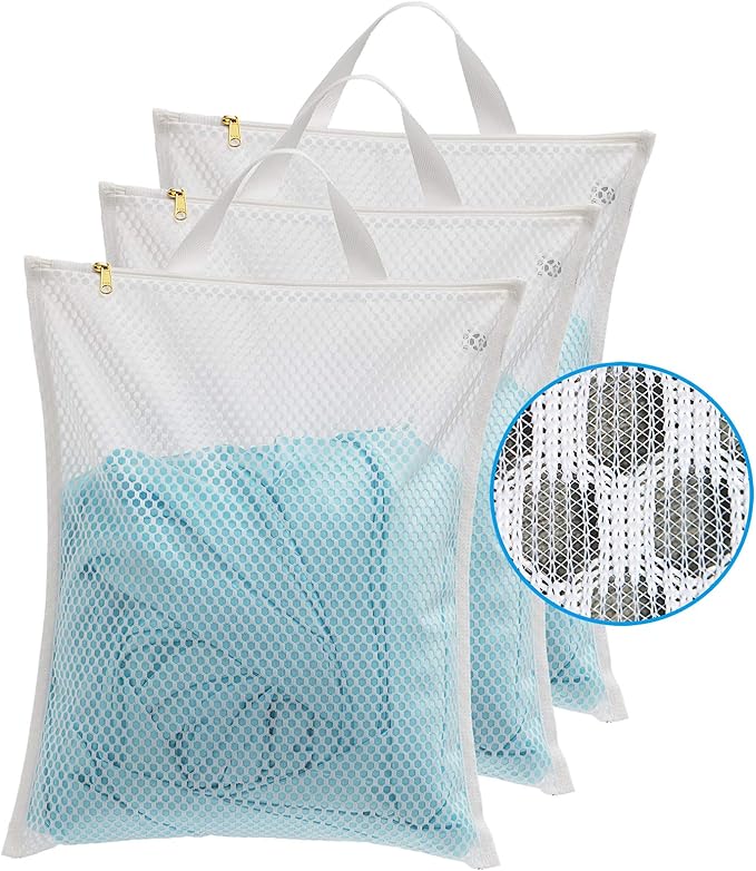 TENRAI Laundry Bag Mesh Wash Bag，Use YKK Zipper，Tote Bag Bathroom Hanging, Bra Fine Mesh Wash Bag for Underwear 3 Bags（3M Cellular Mesh ）