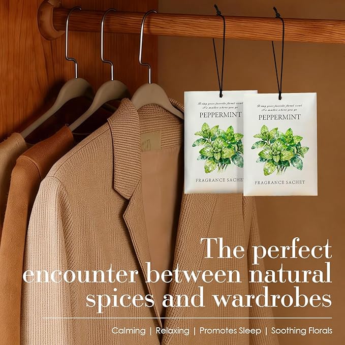 Mint Scented Sachet Bags - 12 Pack Closet & Drawer Freshener, Long Lasting Odor Eliminator for Wardrobes, Cars & Storage, Home Fragrance Air Freshener Sachets