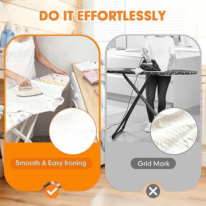 Ironing Board Cover and Pad, 18x49 Extra Wide Thick Iron Padding, Scorch & Stain Resistant Ironing board cover, Heavy Duty Iron Board Padded with Adjustable Fasteners Durable Elastic Edge, Colorful