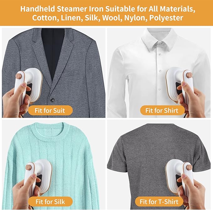 Portable Mini Iron, Handheld Steamer Iron for Clothes, 180°Rotatable Professional Garment Steamer, Mini Handheld Iron Support Dry And Wet Ironing for Home Business Travel