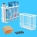 2 Pack Cabinet Organizer Storage, Over Cabinet Door Organizer with 2 Adhesive, 2 Sponges, 4 Hooks, No Drilling Space Saver Lid Organizers Inside Cabinet for Kitchen Office Bedroom (Small, Medium)