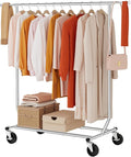 Tajsoon Clothing Rack Heavy Duty Clothes Racks Foldable Garment Rack with Wheels and Extendable Rod, Collapsible Clothing Rack Max Capacity 250lbs, Industrial Rolling Racks with Bottom Shelf, Chrome
