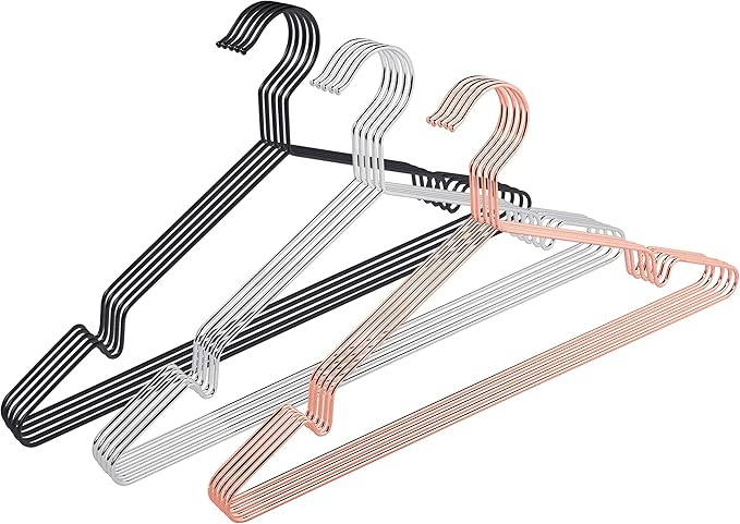 pamo Black Metal Clothes Hangers - 5,10 or 20 Stainless Steel Black Hangers 16.5"- Coated, Scratch- and Rust-Resistant - Space Saving Clothes Hanger