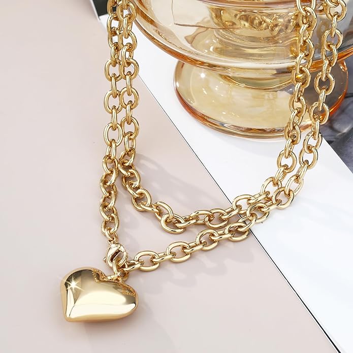 Chunky Gold Necklace for Women Gold Evil Eye Cowboy Pendant Necklace Dainty Paperclip Chain Vintage Luck Amulet Choker Necklaces Celestial Jewelry Gift