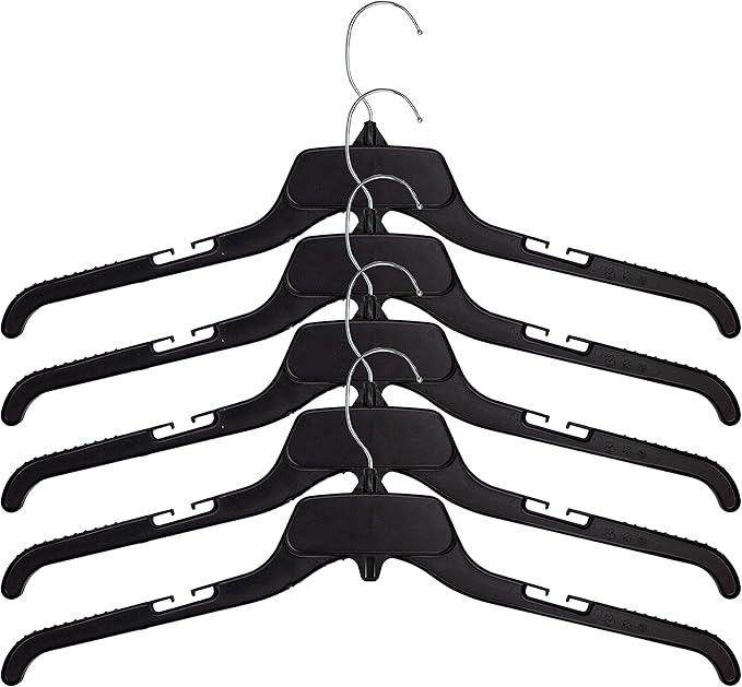 HangOn Shirt Hangers Recycled Plastic with Notches, Black, 19 Inch Pack of 10