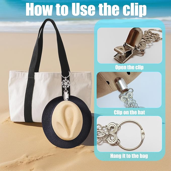 Hat Clips for Travel on Bag, Portable Hat Holder Travel Essentials Cruise Essentials, Beach Vacation Accessory