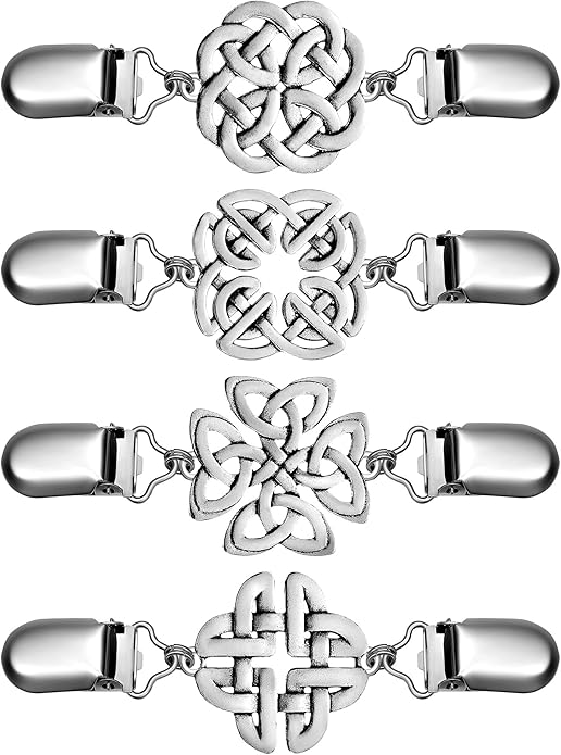 Jetec 4 Pieces Vintage Sweater Shawl Clips Retro Cardigan Collar Dress Shirt Brooch Clips for Women Wearing, 4 Styles