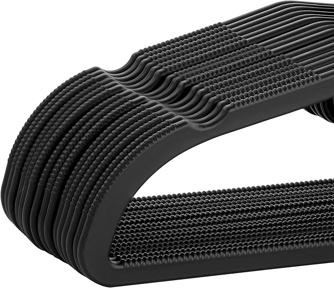 Elama Home 30 Piece Rubber Non Slip Hanger with U-Slide in Black, 30 Piece Set (ELH-30)