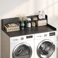 Washer Dryer Countertop, White - 2-Tier Wood 54" x 27.5" Laundry Topper with Safety Guard & Non-Slip Pads, Over The Washer Dryer Folding Shelf for Maximum Space Saving (Black)
