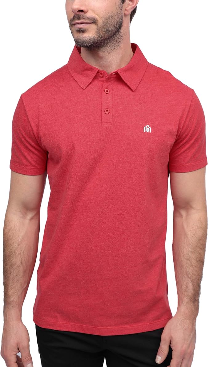 INTO THE AM Polo Shirts for Men - Slim Fit Short Sleeve Collared Shirt S - 4XL Fitted Collar Polos for Work
