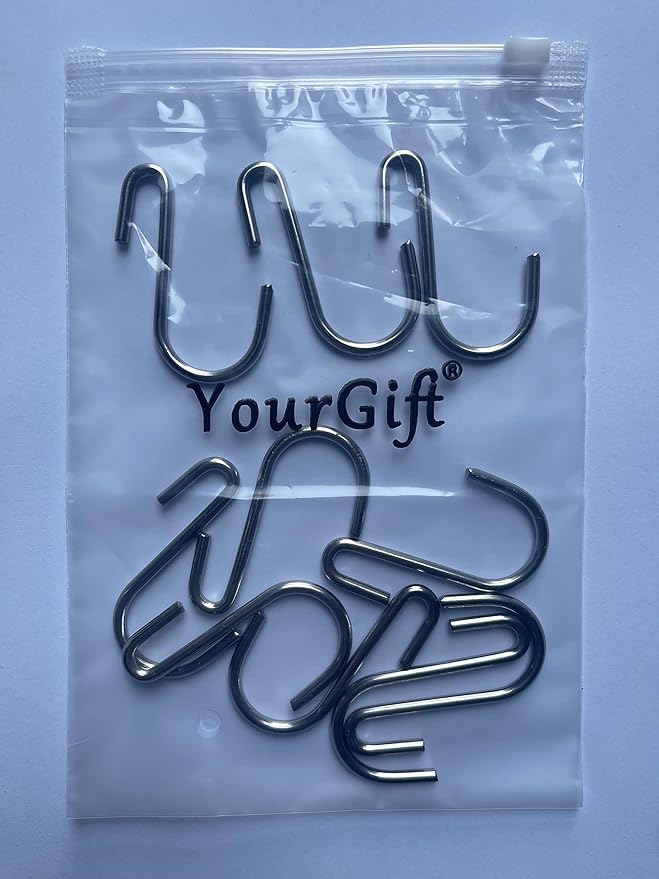 YourGift 10 Pack Heavy Duty S Hooks Silver S Shaped Hooks Hanging Hangers Hooks for Kitchen, Bathroom, Bedroom and Office: Pan, Pot, Coat, Bag, Plants(10 Pack/Silver/Small)