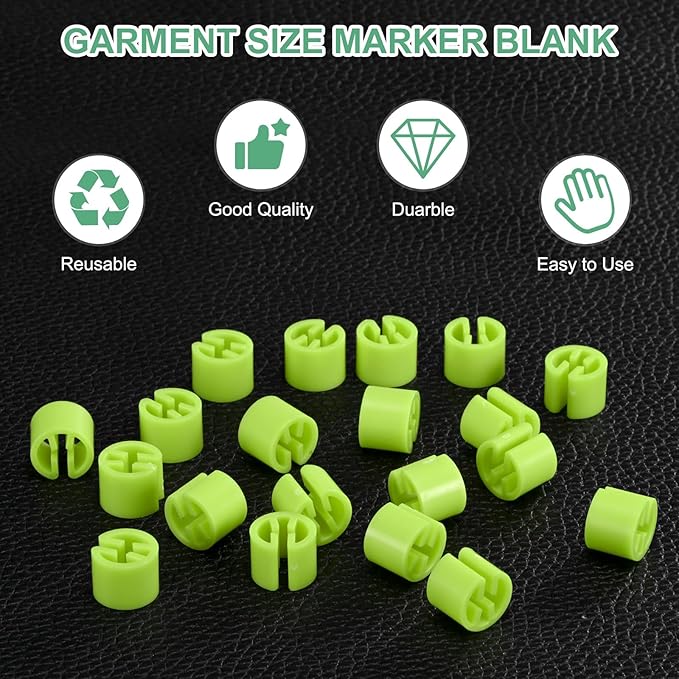 300-Pack Clothes Hanger Markers Blank, Plastic Garment Color Coded Size Clips Fit 3.5mm Rod for Clothing/Wire Hangers, Colored Coding Marker [Light Green]