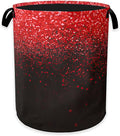 Red Sequin Laundry Basket,Glitter Clothes Hamper,Oxford Cloth Collapsible Nursery Hamper Storage Organization for Bedroom,Bathroom,Office,College Dorms,16x20 Inch