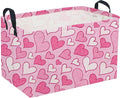 Sanjiaofeng Rectangular Valentine's Day Basket Love Storage Bins,Girls Storage Basket with Handles.Clothers,Books,Kid's Gifts Bins. (Mottled heart)