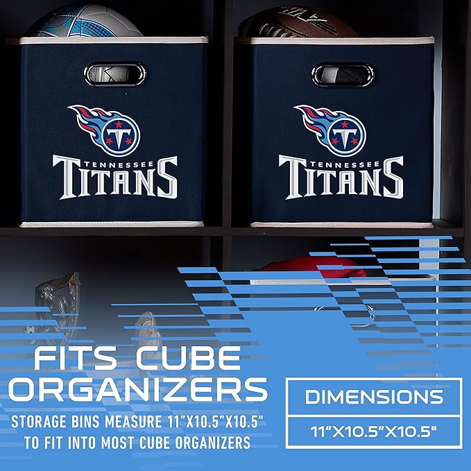 Franklin Sports NFL Storage Bins - Collapsible Cube Container + Basket - NFL Office, Bedroom + Living Room - 11"x11"