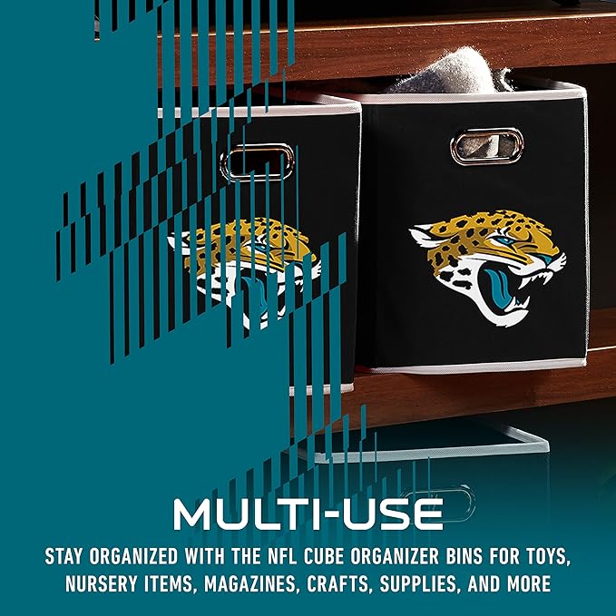 Franklin Sports NFL Storage Bins - Collapsible Cube Container + Basket - NFL Office, Bedroom + Living Room - 11"x11"