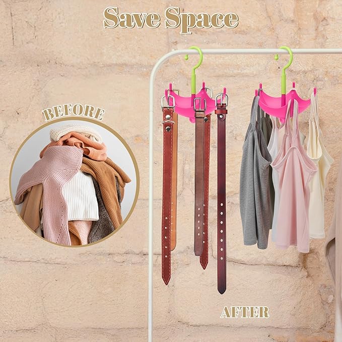 Colorful Umbrella Hook Hanger - 2Pcs Key Belt Bra Hanger Holder Stackable Closet Organizer for Bag Purse Scarves, 360° Rotating Space Saving Hooks for Home Kitchen Bathroom Living Room