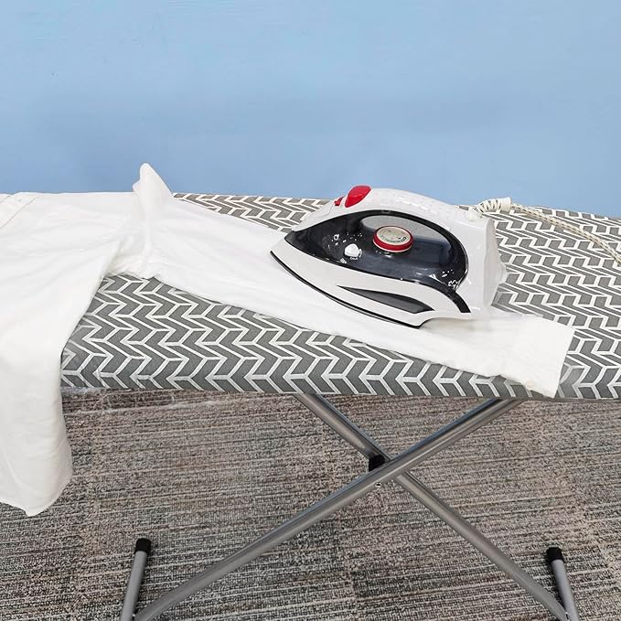 Ironing Board Cover and Pad with Thick Padding Elastic Edge, Resist Scorching, Heavy Duty Iron Board Covers Grey (Chevron)