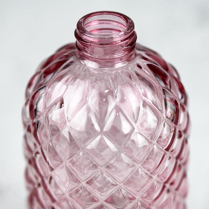Funly mee Bathroom & Kitchen Glass Hand and Dish Soap Dispenser with 304 Rustproof Stainless Steel Pump (Pink)