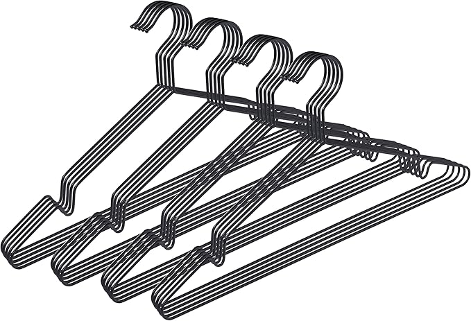pamo Black Metal Clothes Hangers - 5,10 or 20 Stainless Steel Black Hangers 16.5"- Coated, Scratch- and Rust-Resistant - Space Saving Clothes Hanger