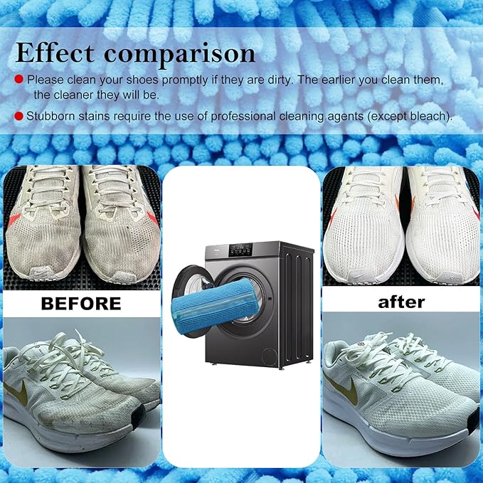 Shoe Washing Machine Bag, Laundry Shoe Bag for Washer and Dryer, Reusable Zipper Plush Sneakers Washing Machine Bag for Shoes, Gym,Tennis Shoes, Delicate Blue 1pc