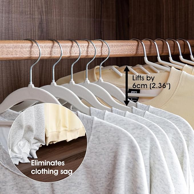 SHIMOYAMA Non-Slip Metal Clothes Hangers - 5 Pack, Space-Saving Short Neck Hangers for T-Shirts, Dresses, Tank Tops (White)